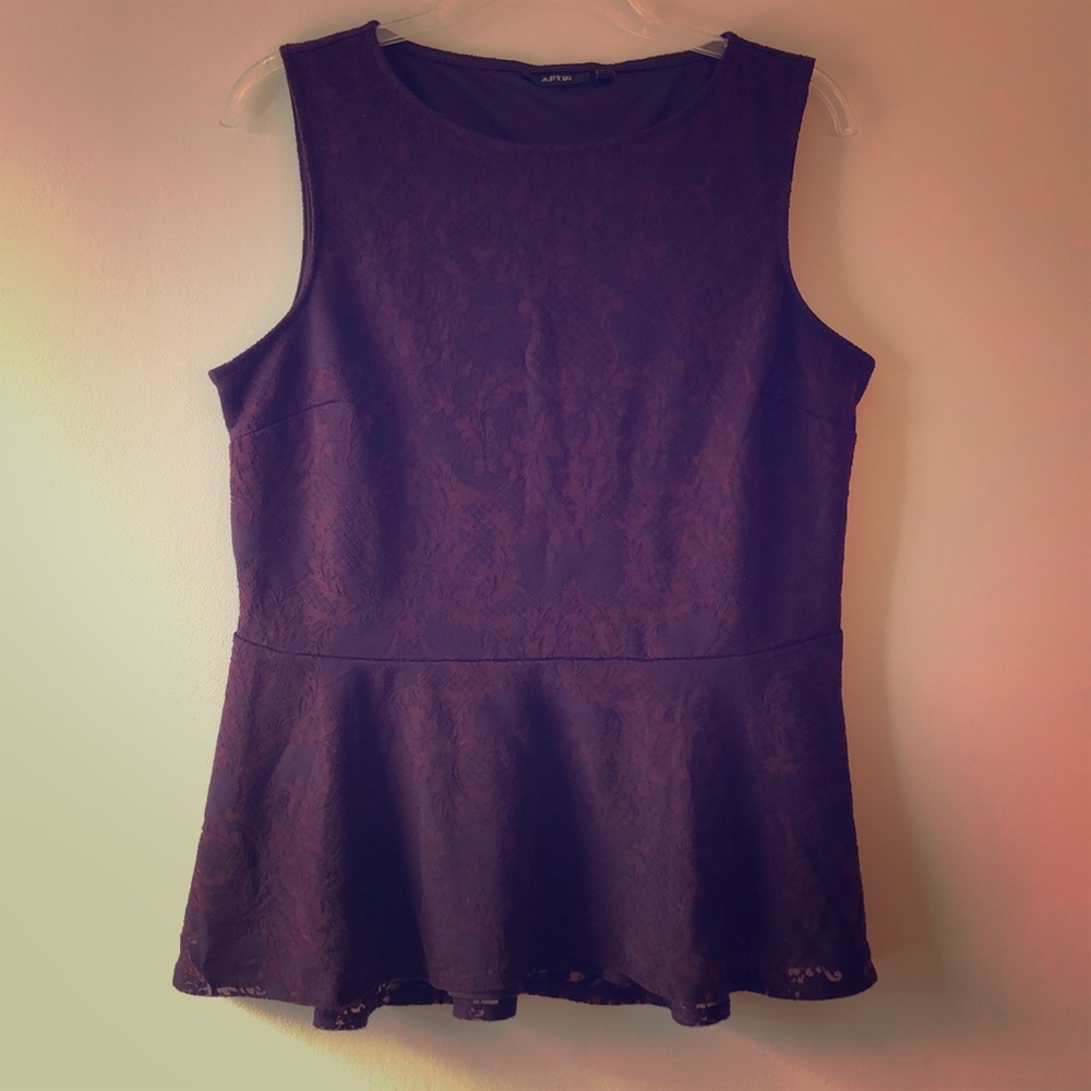 Apt. 9 Sleeveless Lace-Overlay Peplum in Merlot